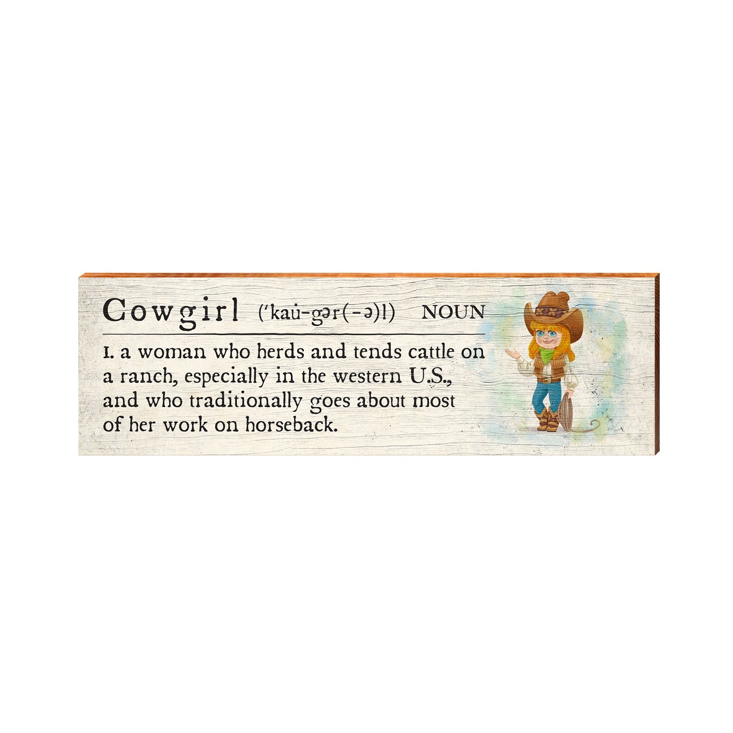 Cowgirl Definition Wooden Sign | Wall Art Print on Real Wood