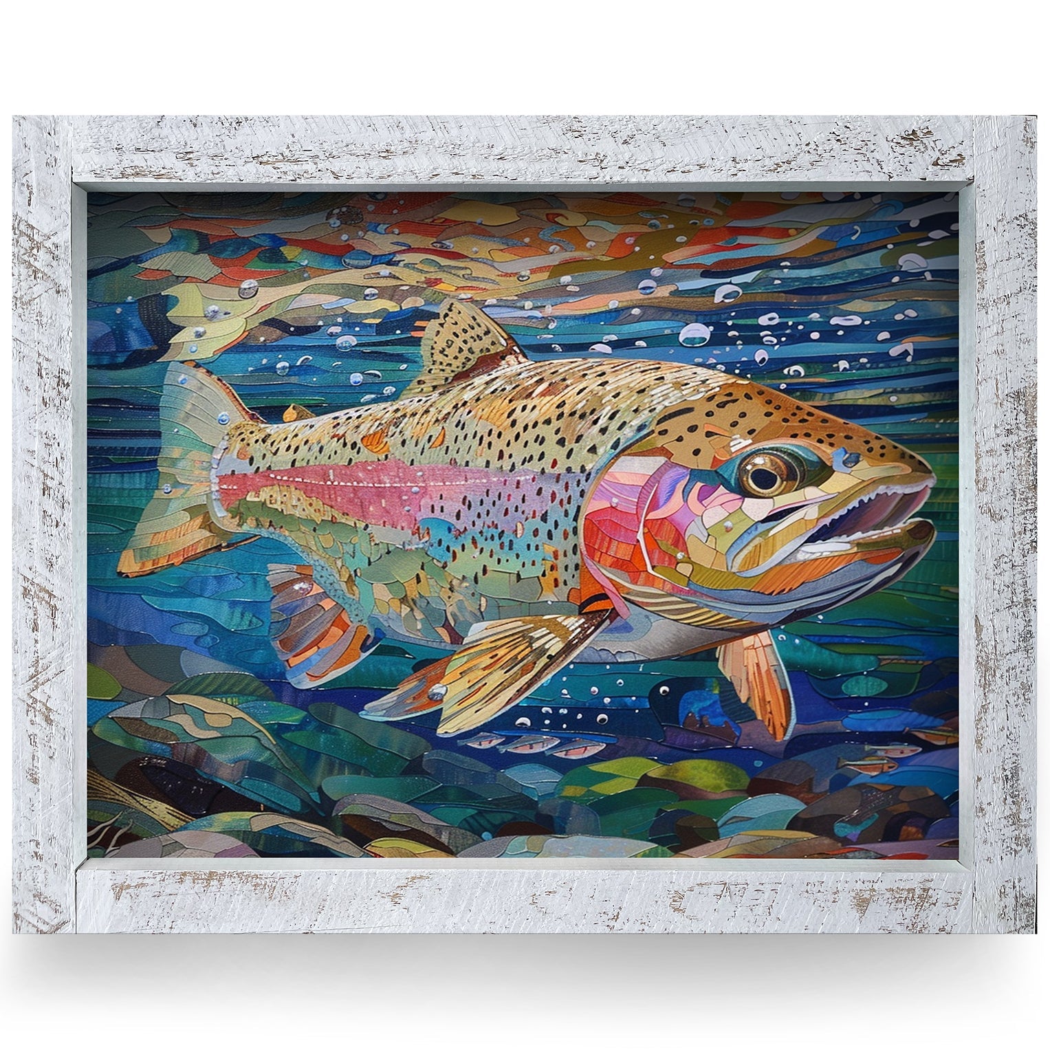 Colorful Rainbow Trout | Real Wood Framed Wall Art Print – Mill