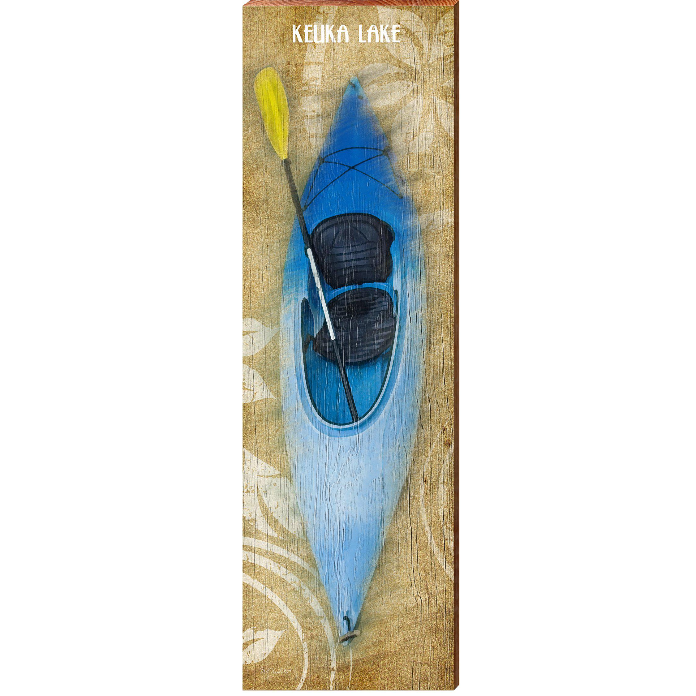Keuka Lake Blue Kayak CRO1 Wall Art Print on Real Wood Mill Wood Art