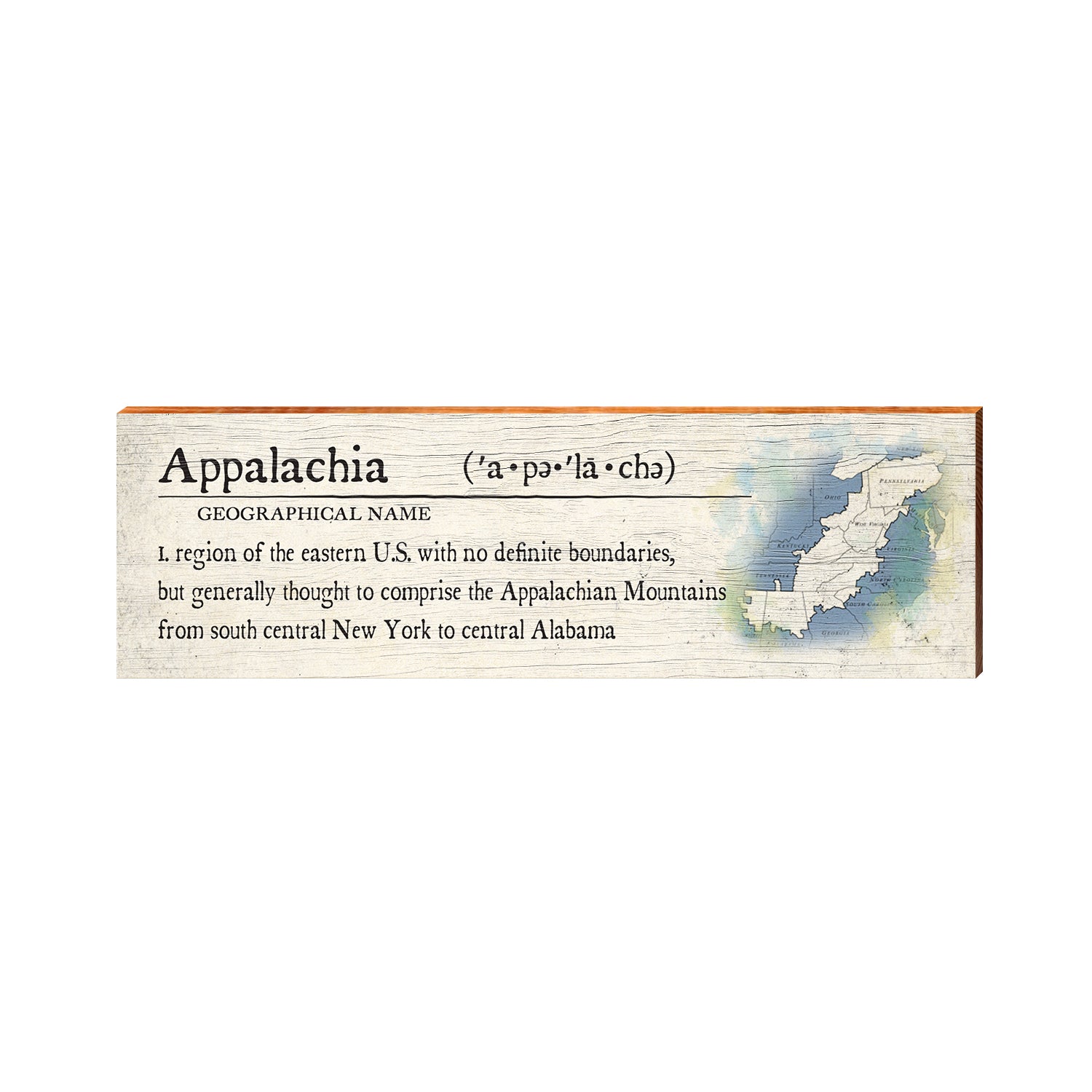 Appalachia Definition Wooden Sign Wall Art Print on Real Wood Lodg