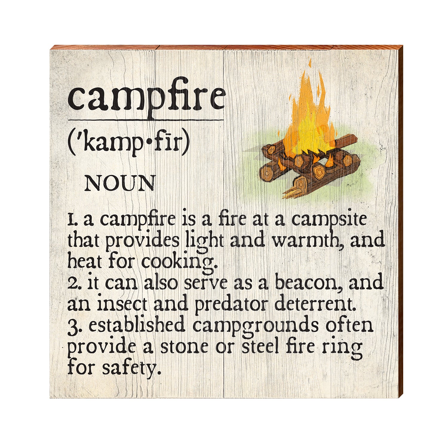 Campfire Definition Wooden Sign | Wall Art Print on Real Wood | Lodge Cabin  Mountain House Home Decor