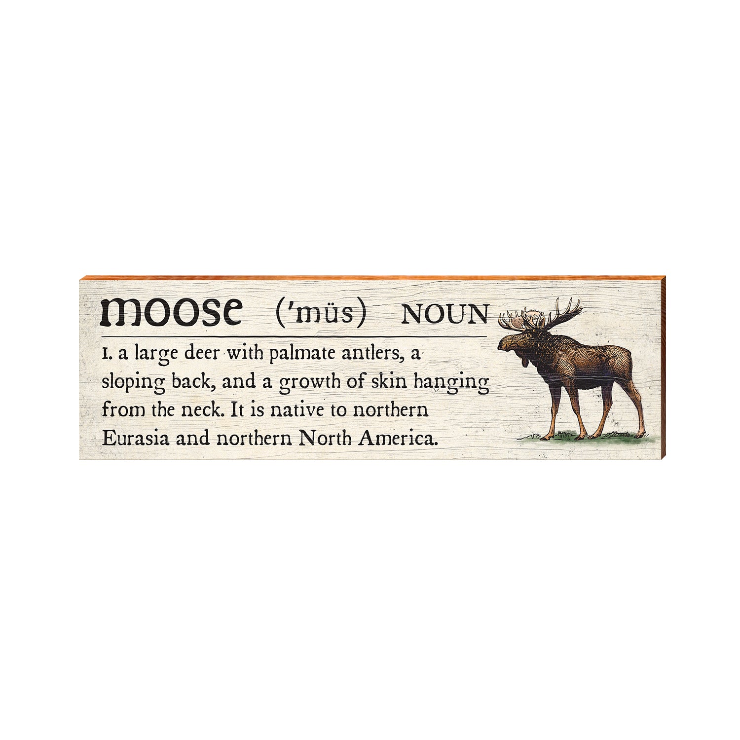 Moose Definition Wooden Sign Wall Art Print on Real Wood Mountain