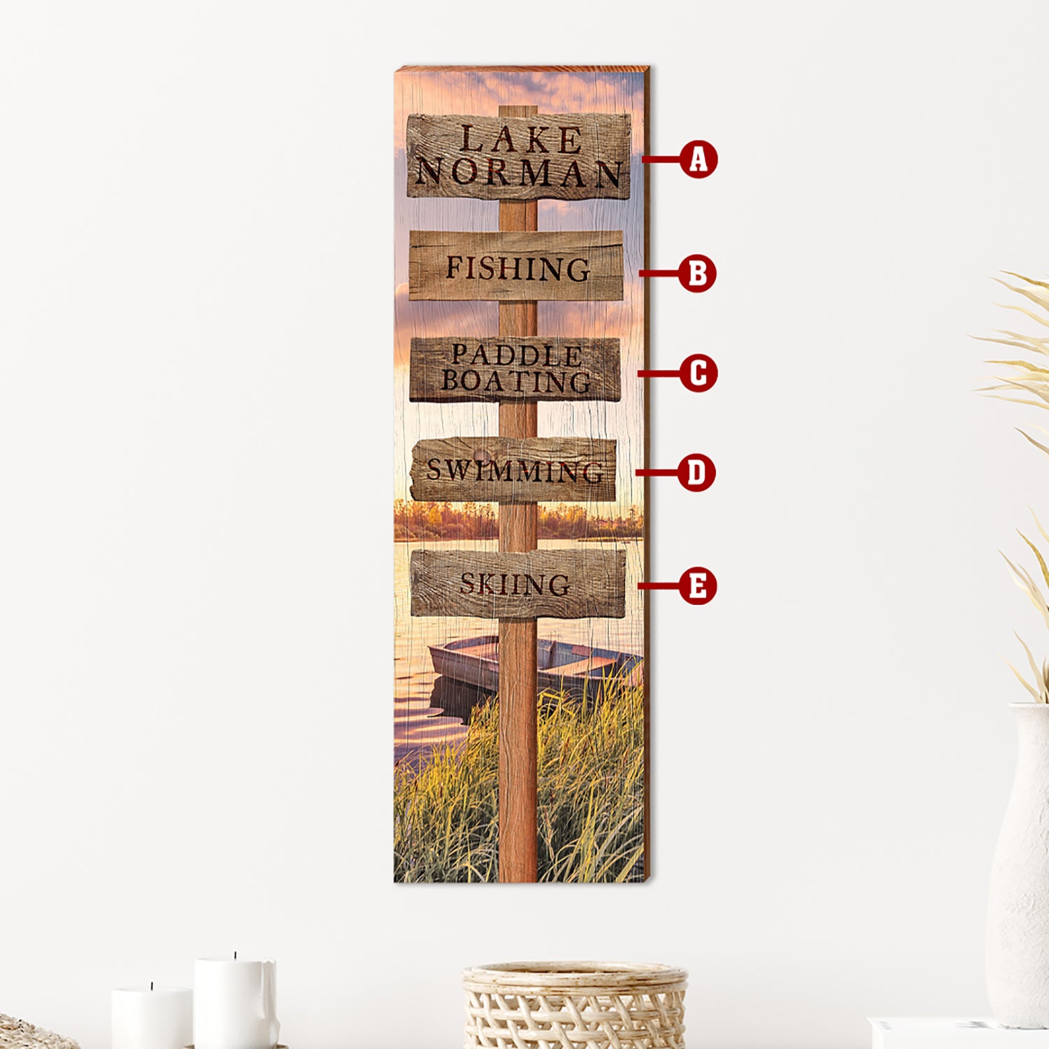 Personalized Lake Wood Directional Sign