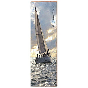 St. Johns River Sailboat Home Decor Art Print on Real Wood (9.5"x30")-Mill Wood Art