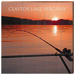 Claytor Lake Virginia Sunset Fishing Home Decor Art Print on Real Wood (18"x18"-Mill Wood Art