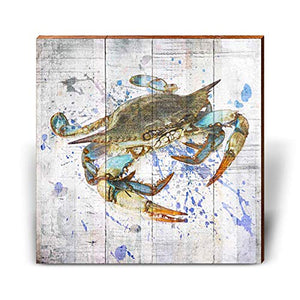 Blue Crab Home Decor Art Print on Real Wood (18"x18")-Mill Wood Art