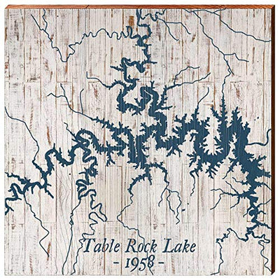 Table Rock Lake Shabby Map Home Decor Art Print on Real Wood (30"x30") Wall Art-Mill Wood Art