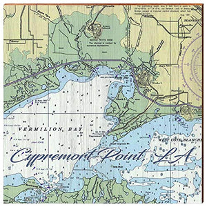 Cypremort Point Louisiana Map Home Decor Art Print on Real Wood (18"x18" Wall Art-Mill Wood Art