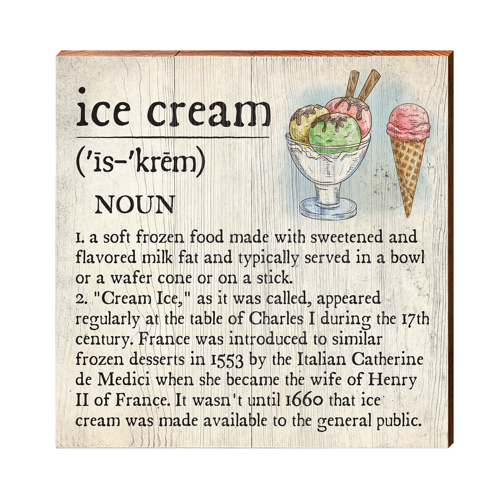 Ice Cream Definition Wooden Sign | Wall Art Print on Real Wood