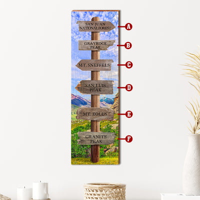 Personalized River Wood Directional Sign  Wall Art Print on Real Wood –  Mill Wood Art