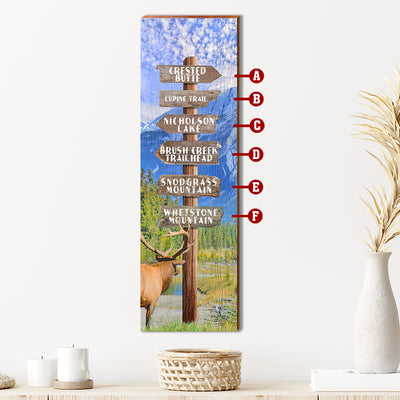 Personalized River Wood Directional Sign  Wall Art Print on Real Wood –  Mill Wood Art