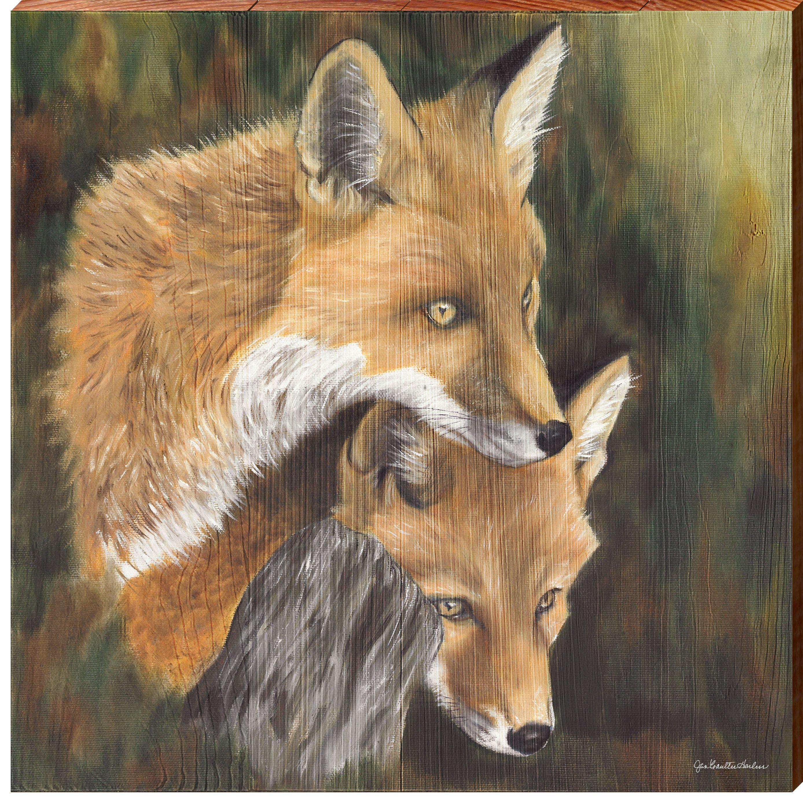 Fox Duo | Wall Art Print on Real Wood – Mill Wood Art