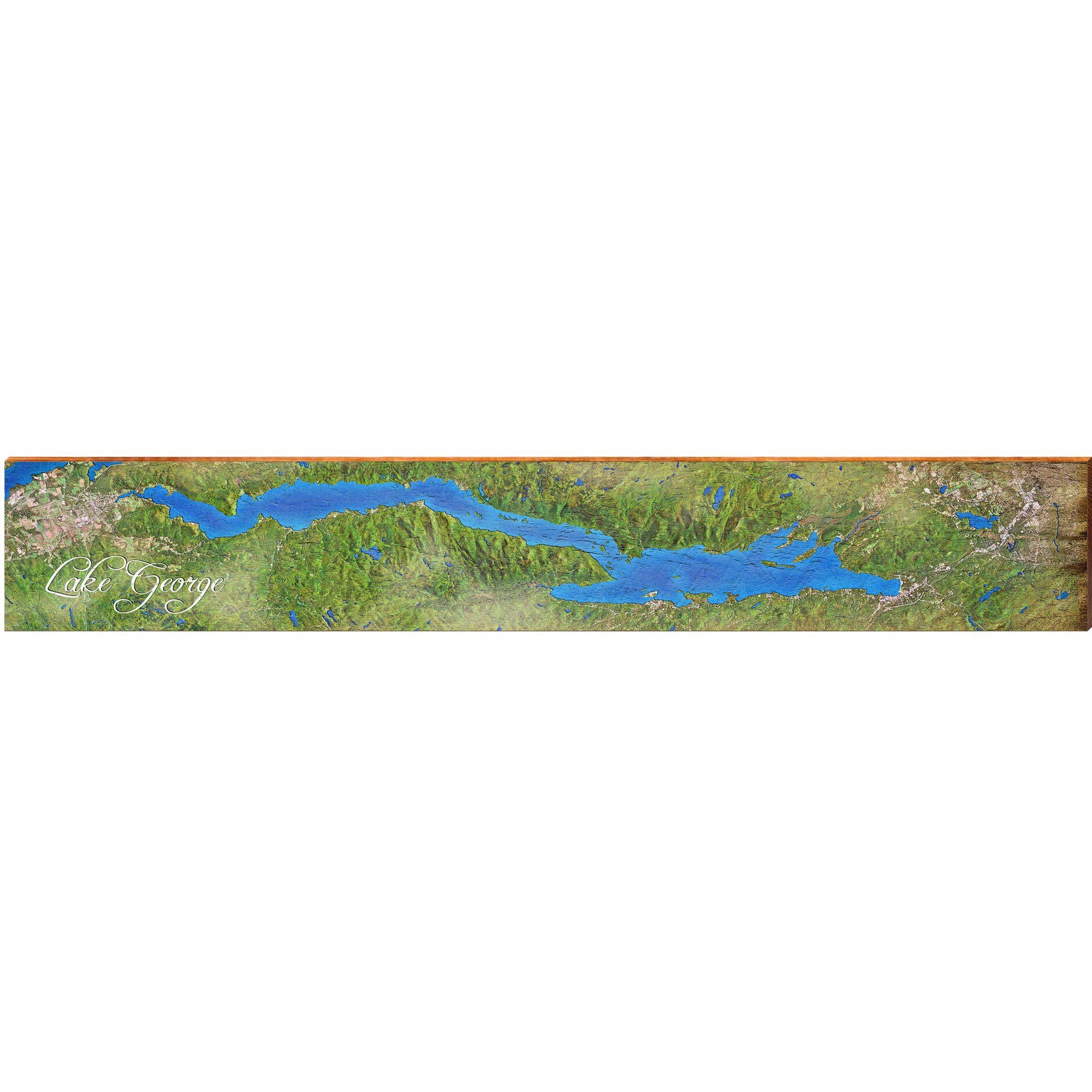 Lake George Horizontal Map Home Decor Art Print on Real Wood