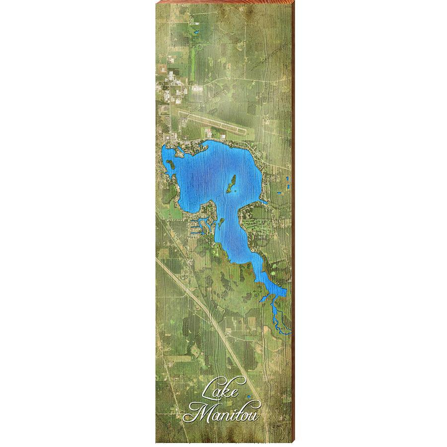 Lake Manitou, Indiana Map Wall Art Print on Real Wood Mill Wood Art