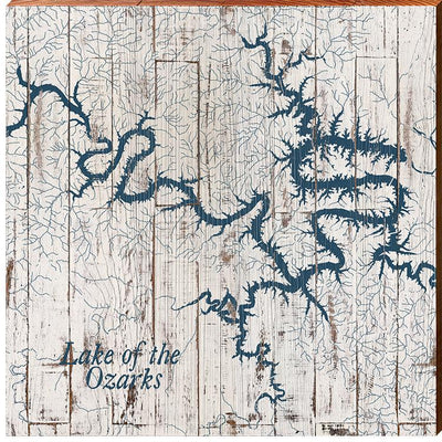 Lake of The Ozarks Shabby Map Home Decor Art Print on Real Wood (18"x18") Wall Art-Mill Wood Art