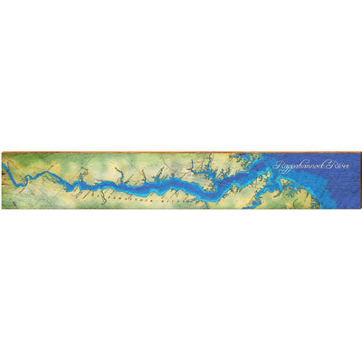 MILL WOOD ART Rappahannock River Map Home Decor Art Print on Real Wood (9.5"x60") Wall Art-Mill Wood Art