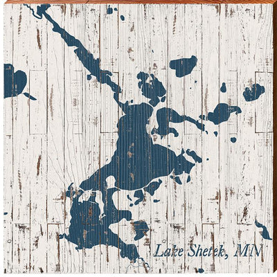 Lake Shetek, Minnesota Navy & White Shabby Map-Mill Wood Art