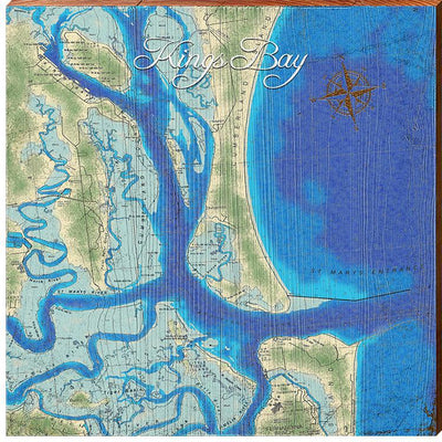 King's Bay, Georgia and Florida Topographical Map Wall Art-Mill Wood Art