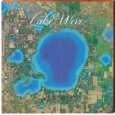 Lake Weir, Florida Satellite Map Wall Art-Mill Wood Art
