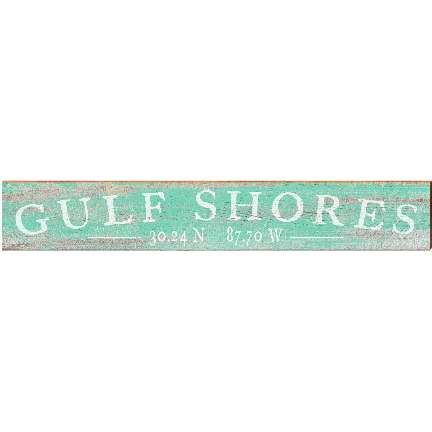 Gulf Shores Minimal Green Latitude Longitude | Wall Art Print on Real Wood