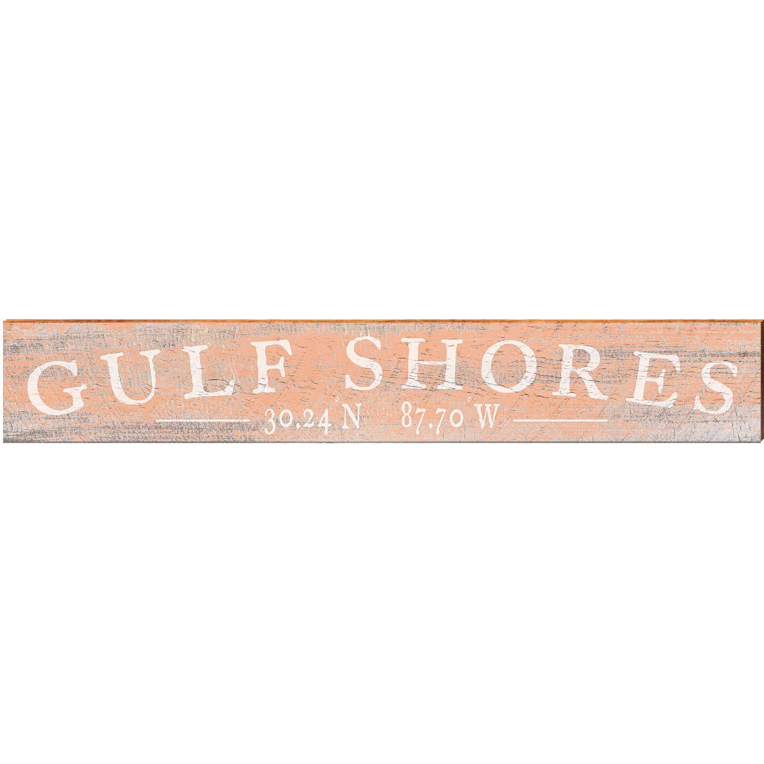 Gulf Shores Minimal Peach Latitude Longitude | Wall Art Print on Real Wood